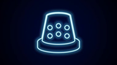 Siyah arkaplanda izole edilmiş ikon dikmek için parlayan neon hattı Thimble. 4K Video hareketli grafik canlandırması.