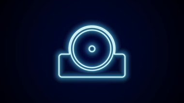 Parlayan neon hattı Otolaryngological baş yansıtıcı simgesi siyah arkaplanda izole edildi. Hastaların kulak, boğaz ve burun muayenesi için ekipman. 4K Video hareketli grafik canlandırması.