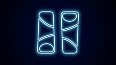 Parlayan neon hattı Guotie siyah arka planda izole edilmiş geleneksel bir Japon yemek ikonu. Asya yemekleri. 4K Video hareketli grafik canlandırması.