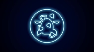 Parlayan neon hattı Kung Pao tavuk simgesi siyah arkaplanda izole edildi. Çin mutfağı ikonu. Asya yemekleri. 4K Video hareketli grafik canlandırması.