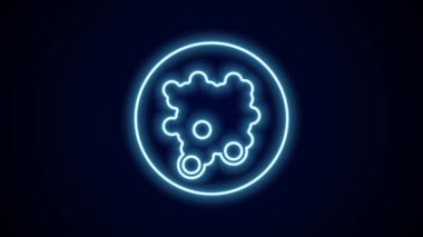 Siyah arka planda izole edilmiş bir kase ikonunda parlayan neon çizgisi Rice. Geleneksel Asya yemekleri. 4K Video hareketli grafik canlandırması.