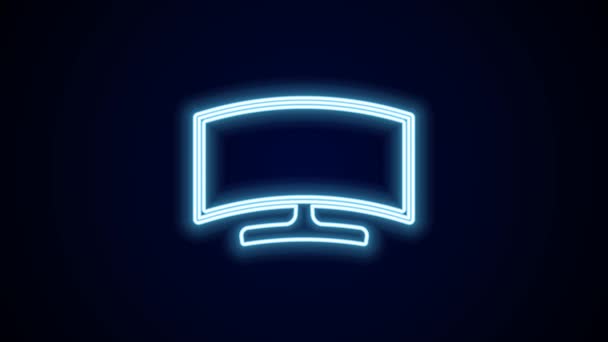 Zářící Neonová Čára Ikona Monitoru Počítače Izolovaná Černém Pozadí Značka — Stock video