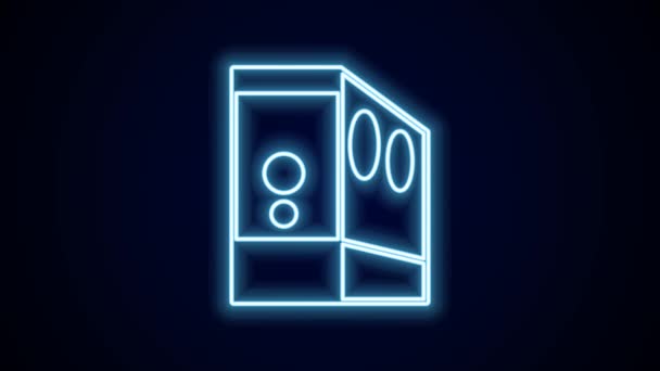 Glowing Neon Line Case Computer Icon Isolated Black Background Computer — Stock Video