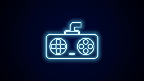 Leuchtender Neon Line Game Controller Oder Steuerknüppel Für Spielkonsolen Icon — Stockvideo