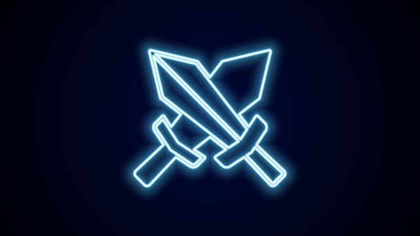 Glowing Neon Line Sword Game Icon Isolated Black Background Video — Stock Video