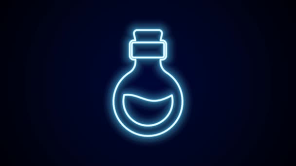 Glowing Neon Line Glass Bottle Magic Elixir Icon Isolated Black — Stock Video