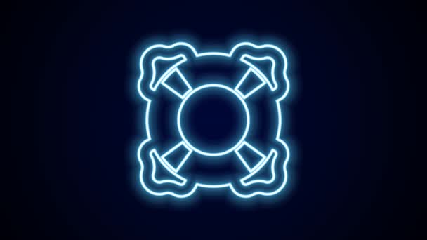 Glowing Neon Line Lifebuoy Icon Isolated Black Background Lifebelt Symbol — Stock Video