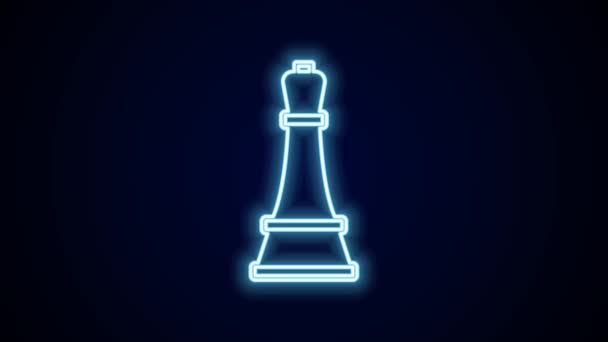 Gloeiende Neon Lijn Schaken Pictogram Geïsoleerd Zwarte Achtergrond Zakelijke Strategie — Stockvideo