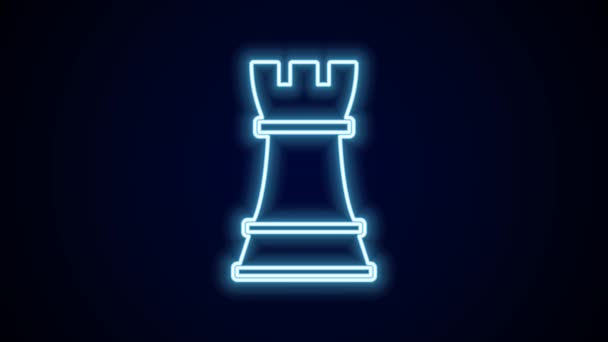 Leuchtende Leuchtschrift Schach Ikone Isoliert Auf Schwarzem Hintergrund Geschäftsstrategie Spiel — Stockvideo
