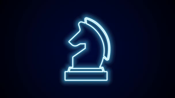 发光的霓虹灯线国际象棋图标孤立在黑色背景 业务战略 4K视频运动图形动画 — 图库视频影像