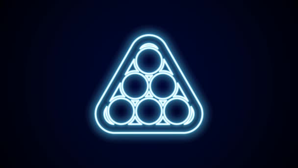 发光的霓虹灯线台球在一个齿条三角形图标孤立在黑色背景 4K视频运动图形动画 — 图库视频影像