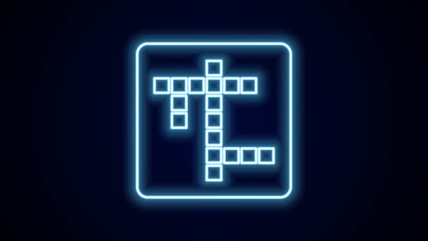 Glowing Neon Line Crossword Icon Isolated Black Background Video Motion — Stock Video