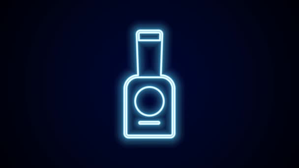 亮晶晶的霓虹灯线的瓶装指甲油图标孤立在黑色的背景 4K视频运动图形动画 — 图库视频影像