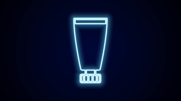 Świecący Neon Linii Krem Lub Balsam Kosmetyczna Ikona Tubki Izolowane — Wideo stockowe