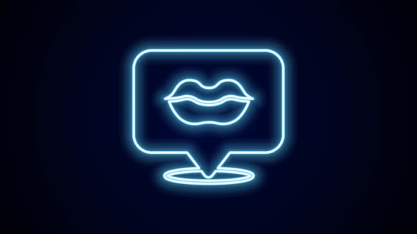 Glowing Neon Line Ikon Bibir Tersenyum Terisolasi Pada Latar Belakang — Stok Video