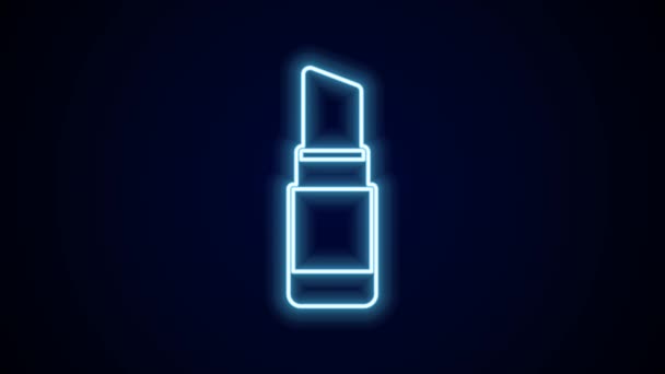 Gloeiende Neon Lijn Lipstick Pictogram Geïsoleerd Zwarte Achtergrond Maart Internationale — Stockvideo
