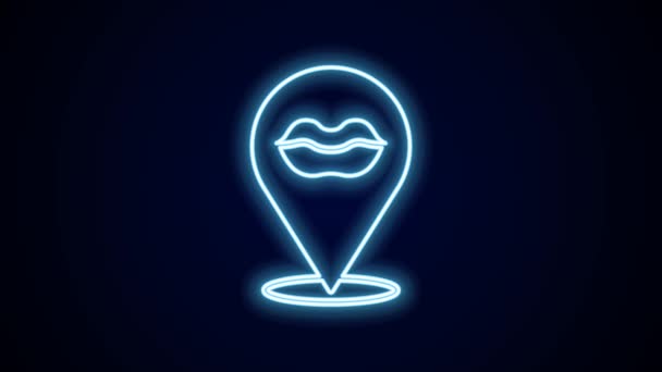Świecąca Neonowa Linia Uśmiechnięta Ikona Ust Odizolowana Czarnym Tle Symbol — Wideo stockowe