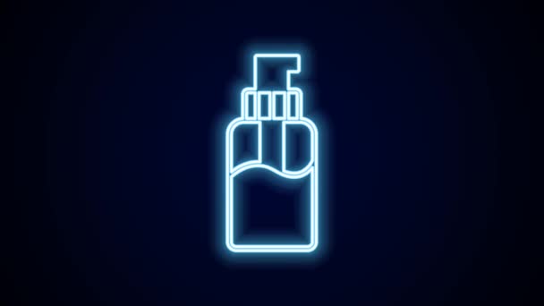 Świecąca Linia Neonowa Butelka Płynnego Mydła Antybakteryjnego Ikoną Dozownika Wyizolowaną — Wideo stockowe