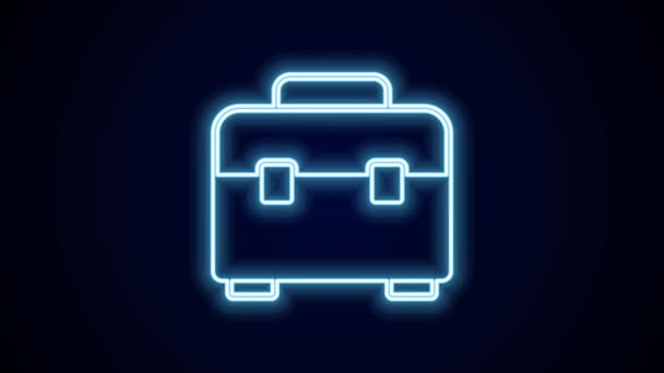 Glowing Neon Line Toolbox Icon Isolated Black Background Tool Box — Stock Video