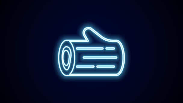 Glowing Neon Line Wooden Log Icon Isolated Black Background Stack — стоковое видео