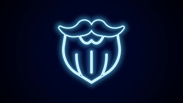 Glowing Neon Line Mustache Beard Icon Isolated Black Background Barbershop — Stock Video