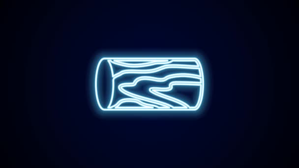 Glowing Neon Line Wooden Log Icon Isolated Black Background Stack — Video Stock