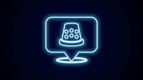Glowing Neon Line Thimble Sewing Icon Isolated Black Background Video — Stock Video