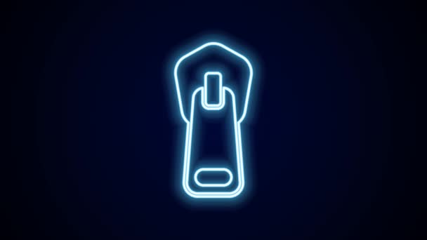 Leuchtende Neon Line Zipper Symbol Isoliert Auf Schwarzem Hintergrund Video — Stockvideo