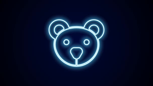 Žhnoucí Neonová Čára Teddy Medvídek Plyšové Hračky Ikona Izolované Černém — Stock video