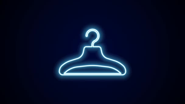 亮晶晶的霓虹灯线衣橱图标孤立在黑色的背景 衣帽间的图标 服装服务的标志 洗衣店衣架的标志 4K视频运动图形动画 — 图库视频影像