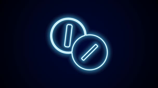 Leuchtende Neon Linie Zahnschmerzen Schmerztablette Symbol Isoliert Auf Schwarzem Hintergrund — Stockvideo