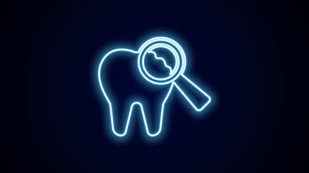 Glowing Neon Line Broken Tooth Icon Isolated Black Background Dental — Stock Video