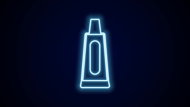 Linea Neon Incandescente Tubo Icona Dentifricio Isolato Sfondo Nero Animazione — Video Stock