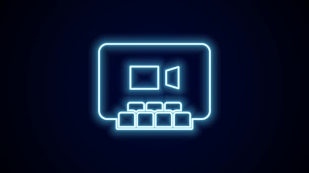 Zářící Neon Line Video Chat Konference Ikona Izolované Černém Pozadí — Stock video