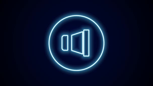 Świecąca Neonowa Linia Głośnik Symbol Dźwięku Audio Ikona Muzyki Medialnej — Wideo stockowe