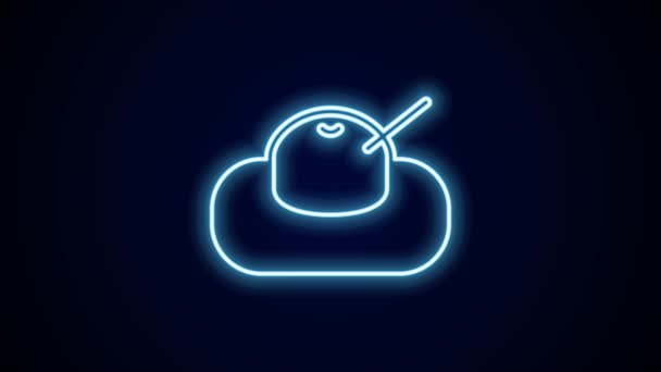 Glowing Neon Line Mochi Icon Isolated Black Background Makanan Penutup — Stok Video