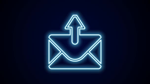 Świecąca Neon Linia Poczta Mail Ikona Izolowana Czarnym Tle Mail — Wideo stockowe