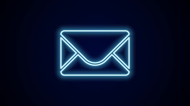 Linha Néon Brilhante Ícone Mail Correio Isolado Fundo Preto Envelope — Vídeo de Stock