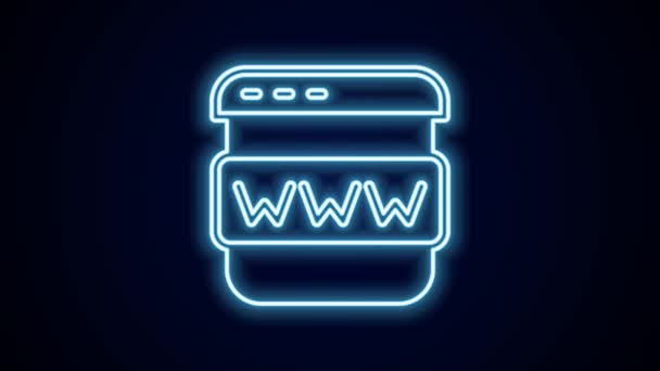 Glowing Neon Line Browser Window Icon Isolated Black Background Video — Stock Video