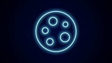 Parlayan neon hattı Ay simgesi siyah arkaplanda izole edildi. 4K Video hareketli grafik canlandırması.