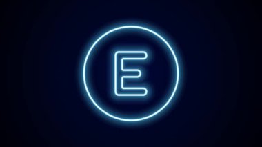 Parlayan neon hattı pusula batı simgesi siyah arkaplanda izole edildi. Rüzgâr yön bulma sembolü. Rüzgar gül işareti. 4K Video hareketli grafik canlandırması.