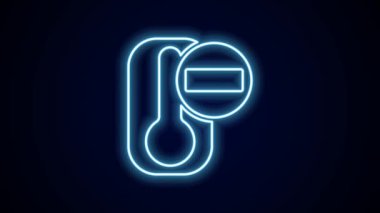 Parlayan neon hattı Meteoroloji termometresi, siyah zeminde izole edilmiş ısı ve soğuk ikonu ölçüyor. Termometre termometresi sıcak ya da soğuk hava gösteriyor. 4K Video hareketli grafik canlandırması.