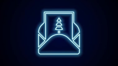 Parlayan neon hattı Zarfta siyah arkaplanda izole edilmiş noel partisi davetiye kartı simgesi var. Mutlu Noeller ve mutlu yıllar. 4K Video hareketli grafik canlandırması.