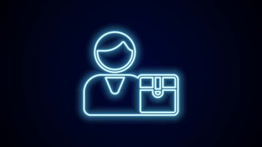 Parlayan neon hattı alıcı simgesi siyah arkaplanda izole edildi. 4K Video hareketli grafik canlandırması.