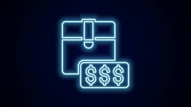 Siyah arkaplanda dolar simgesiyle parlayan neon hattı fiyat etiketi. Rozet fiyatına. Dolar sembollü indirim. Reklam etiketi indirimi. 4K Video hareketli grafik canlandırması.