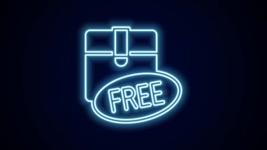 Siyah arkaplanda izole edilmiş ücretsiz sembol simgesi olan parlak neon çizgili karton kutu. Kutu, paket, paket işareti. Teslimat, ulaşım ve nakliye. 4K Video hareketli grafik canlandırması.