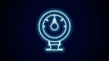Parlayan neon hattı motor gaz göstergesi simgesi siyah arkaplanda izole edildi. Yakıt göstergesi boş. Tam depo göstergesi. 4K Video hareketli grafik canlandırması.