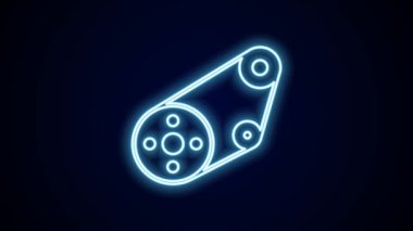 Parlayan neon çizgisi zamanlayıcı kiti simgesi siyah arkaplanda izole edildi. 4K Video hareketli grafik canlandırması.
