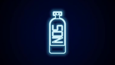 Parlayan neon hattı Nitroz oksit ikonu siyah arka planda izole edildi. 4K Video hareketli grafik canlandırması.