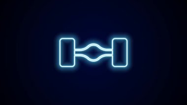 Parlayan neon hattı Chassis araba simgesi siyah arkaplanda izole edildi. 4K Video hareketli grafik canlandırması.